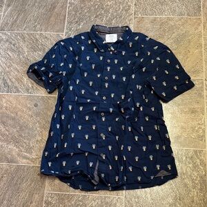 Men's Navy Pineapple Print Casual Shirt